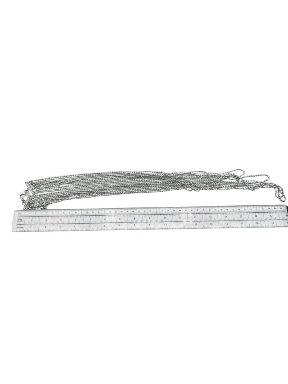 Waterfall Bib Multi-Chain Necklace Graduated 10 Strand Ball Bead Silver Tone - Picture 6 of 6